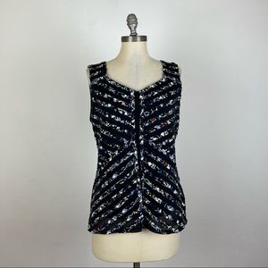 White House Black Market Floral Chevron Sleeveless Top